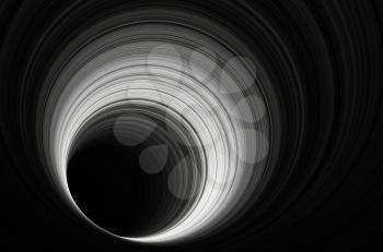 Abstract digital background, black tunnel of glowing rings, 3d render illustration