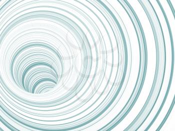 Abstract background, tunnel of blue white rings, 3d render illustration
