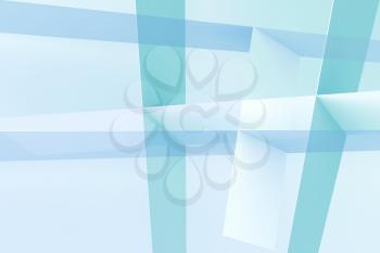 Light blue intersected stripes structure. Abstract digital background, 3d render illustration