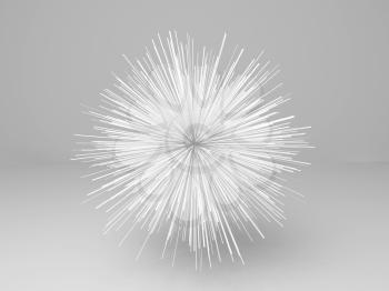 Abstract star shaped white object in empty interior, 3d render