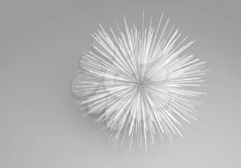 Abstract star shaped white object over gray background, 3d render
