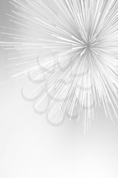 Abstract white explosion object. Vertical 3d render illustration
