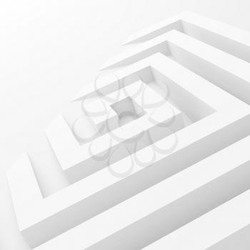 Abstract white square spiral perspective, 3d render illustration