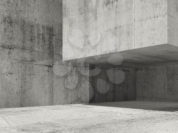 Empty concrete interior, architecture background, 3d illustration
