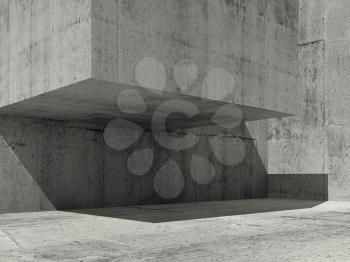 Empty concrete interior, contemporary minimal architecture design, 3d illustration