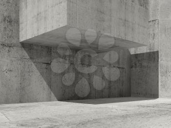 Abstract concrete interior design, contemporary minimal architecture, 3d render illustration