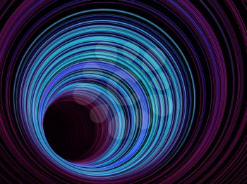 Abstract digital background, tunnel of glowing colorful rings, 3d illustration