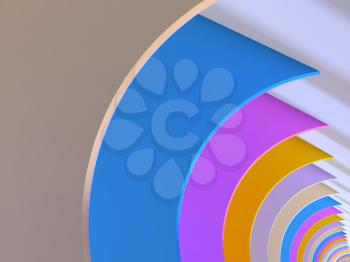 Abstract colorful tunnel interior. 3d illustration