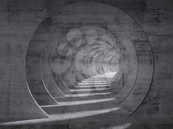 Empty concrete tunnel interior with perspective effect. 3d illustration