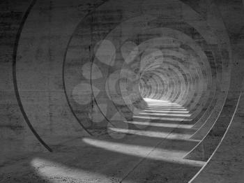 Abstract concrete tunnel interior, perspective view. 3d illustration