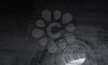 Abstract empty dark concrete tunnel. 3d render illustration
