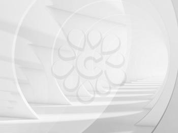 Abstract white tunnel minimal background with double exposure effect. 3d illustration
