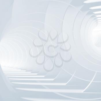 Abstract blue white tunnels background with double exposure effect. Square 3d illustration