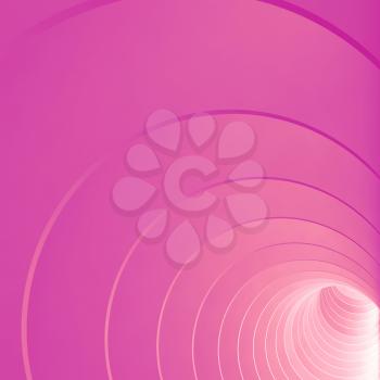 Abstract pink tunnel with glowing end, modern square background wallpaper. 3d render illustration