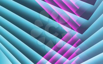 Abstract blue purple cg background, geometric pattern of paper corners. 3d illustration