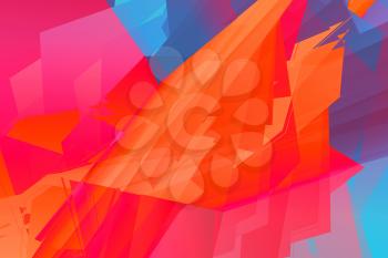 Abstract digital background, red and blue colorful polygonal pattern. Computer graphic template, 3d render illustration