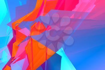 Abstract digital background, vibrant colorful polygonal pattern. Computer graphic template, 3d render illustration