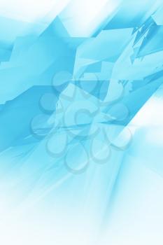 Abstract digital background, bright blue and white polygonal pattern. Computer graphic template, 3d render illustration