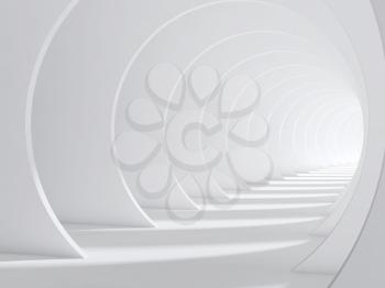 Abstract white bent tunnel, modern cg background. 3d render illustration