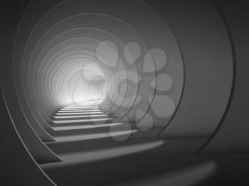 Abstract empty dark tunnel interior background. 3d render illustration