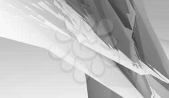 Abstract digital graphic background, white minimal polygonal structures. 3d render illustration