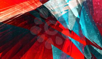 Abstract digital background, colorful polygonal pattern over rough concrete texture. 3d render illustration