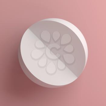 Abstract spherical white object over pink background, 3d render illustration
