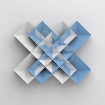 Abstract origami object over white background, 3d render illustration