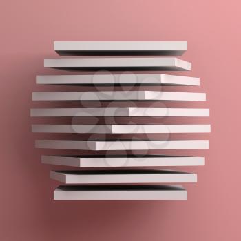 Abstract white compound object over pink background, 3d render illustration