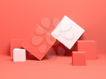 Abstract colorful digital still life background with cubes. 3d render illustration
