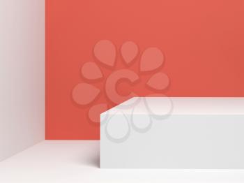 Abstract digital background with empty white stand. 3d render illustration