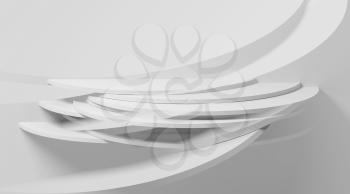 Abstract white digital background, intersected round shapes, double exposure effect. 3d render illustration