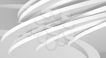 Abstract white digital background with intersected round stripes, double exposure effect. 3d render illustration
