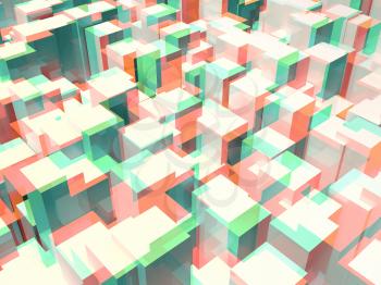 Abstract digital geometric pattern, colorful polygonal background, 3d render illustration