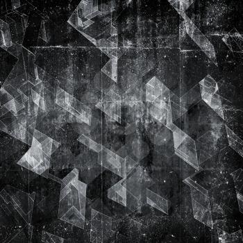 Abstract dark concrete square background pattern, 3d render illustration