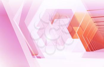 Abstract colorful polygonal digital background, double exposure effect. 3d render illustration