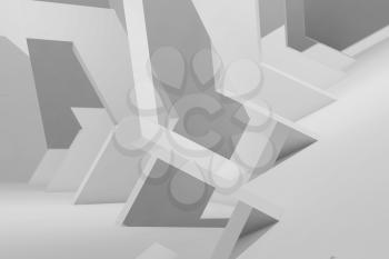 Abstract monochrome polygonal digital background. 3d render illustration