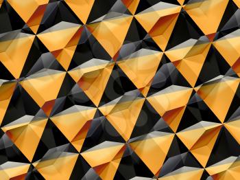 Abstract yellow black geometric pattern, double exposure polygonal background, 3d render illustration