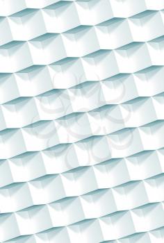 Abstract geometric pattern, white cubes relief pattern, vertical background, 3d illustration 