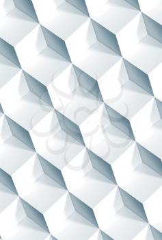 Abstract geometric pattern, white cubes, vertical background, 3d illustration 