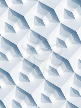 Abstract geometric pattern, white cubes vertical background, 3d render illustration 