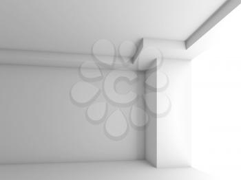 Empty white abstract interior with blank window wall. 3d render illustration