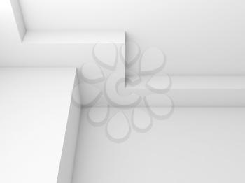 White empty interior fragment with corner column and portico structure. 3d render illustration