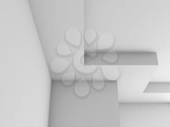 White abstract interior fragment with corner column and pportico structure. 3d render illustration