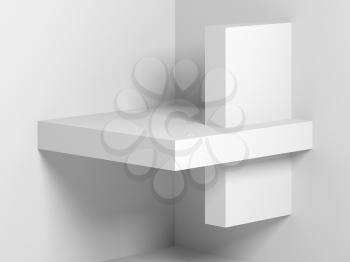 Abstract digital background white installation on the wall. 3d render illustration