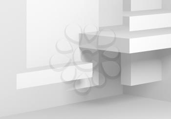 Abstract white digital background with intersected geometric structures, double exposure effect. 3d render illustration