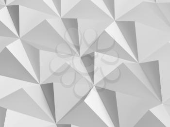 White digital polygonal pattern. Abstract low-poly cg background texture, 3d render illustration