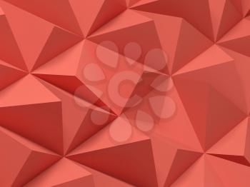 Red digital polygonal pattern. Abstract cg background texture, 3d render illustration