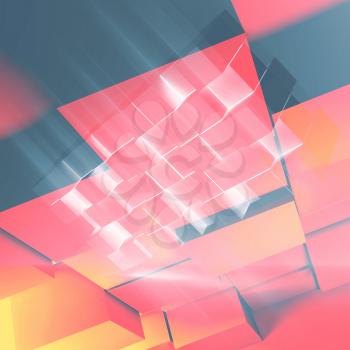 Abstract colorful background with extruded cubes pattern. 3d render illustration