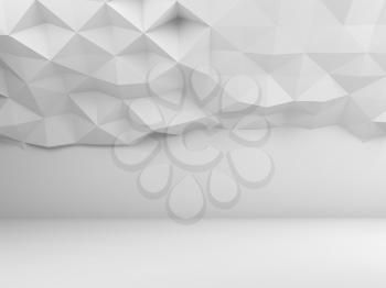 Abstract white interior with polygonal pattern, 3d render illustration